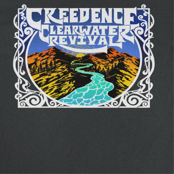 Retro Mountains Black T-Shirt (Credence Clearwater Revival)