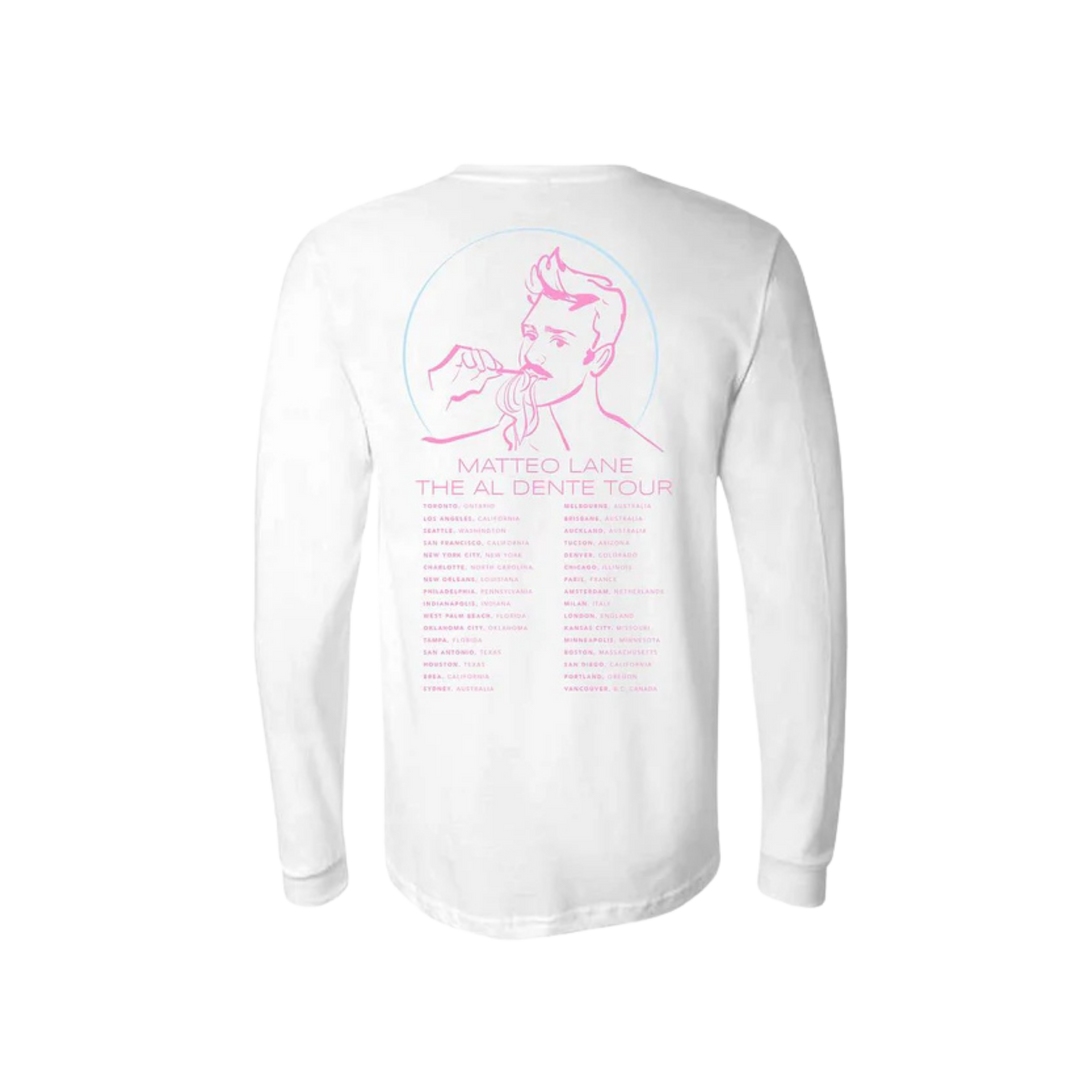 Al Dente Tour Unisex Long Sleeve Tee - White (Matteo Lane)